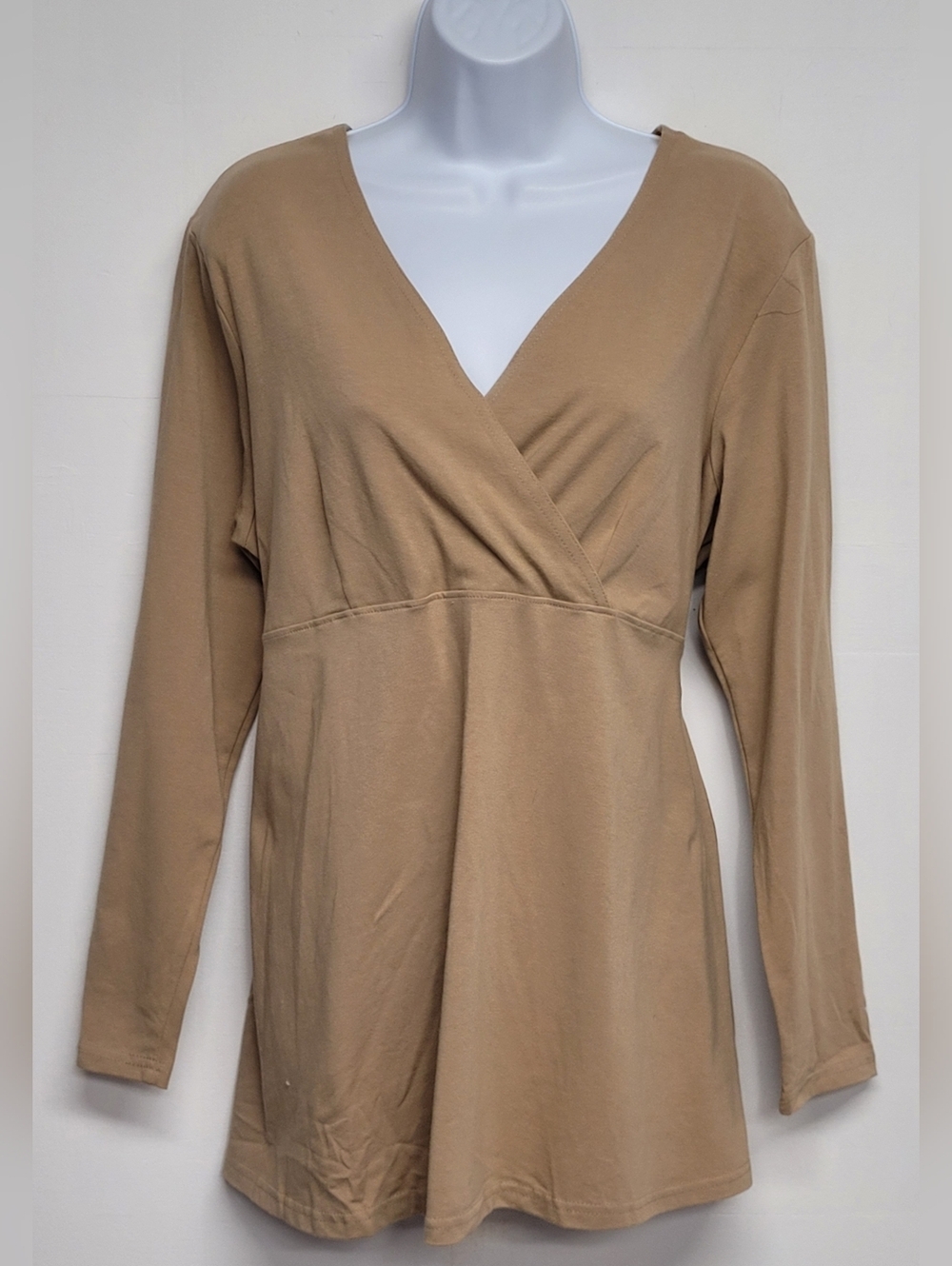 Take Nine XL Maternity Cotton Blend Criss Cross V Neck Tie Back Long Sleeve